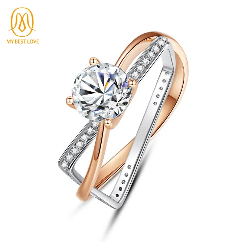 

AAA Gems 2 in 1 Carat Rings 9K Moissanite Rings White Gold Rose Gold Engagement Ring