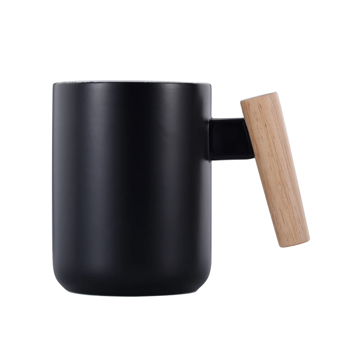 

400ml With Wood Handle Ceramic Water Coffee Tea Cup Mug, Black