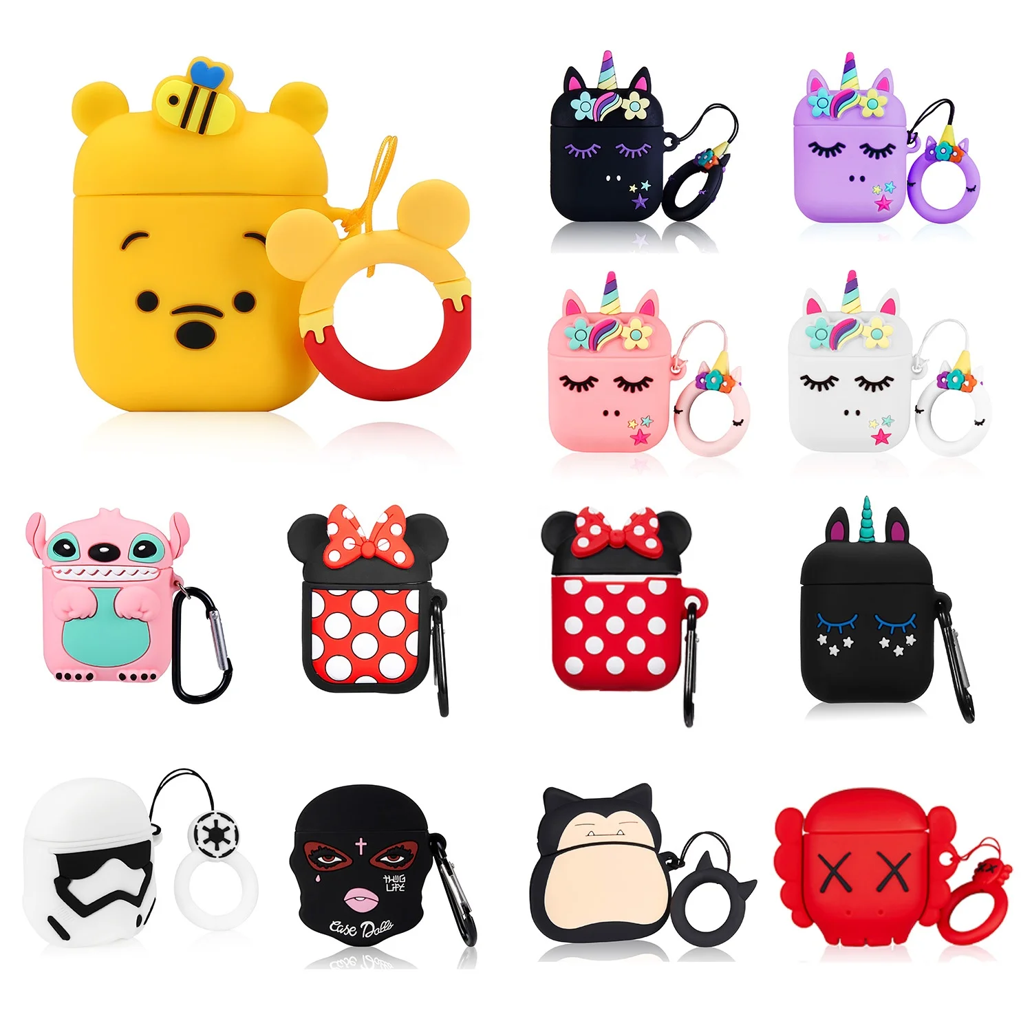 

Gemfits Wholesale 3D New For Airpods Case Silicone Cute Airpod Case Rainbow Unicorn Airpod Case, Multiple colors