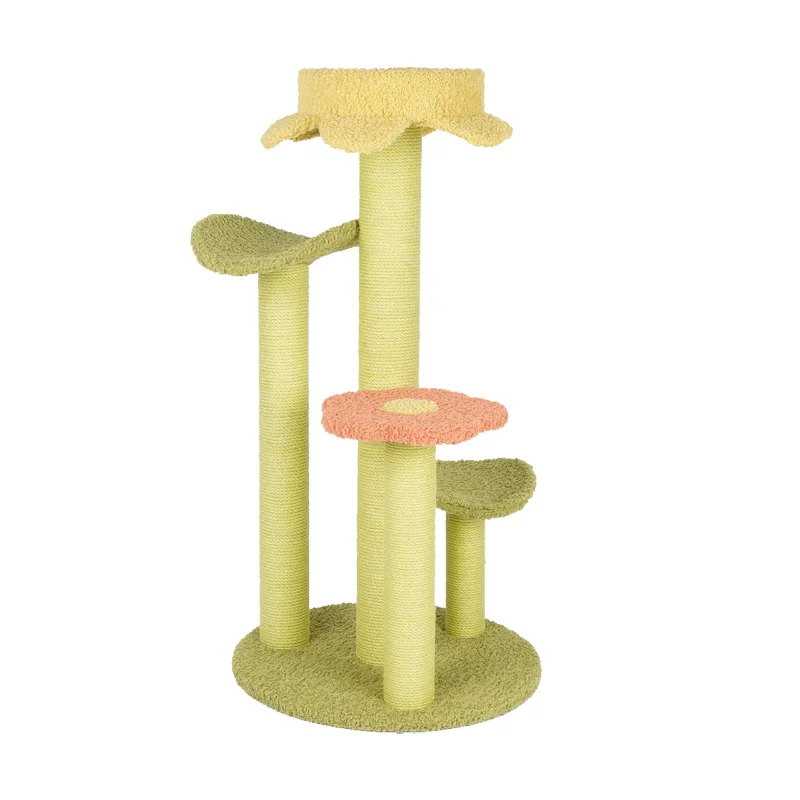 

Wholesale cat tree with sisal rope and hanging ball thick carpet cloth cat climbing frame