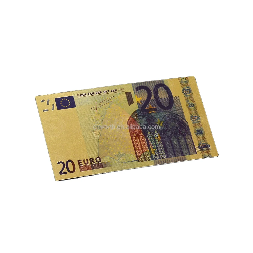 

Wr Discount Colored 20 Euro Bill Note Pure Gold Foil European Banknotes Creative Wall Decor, Can be gold or silver or colorful