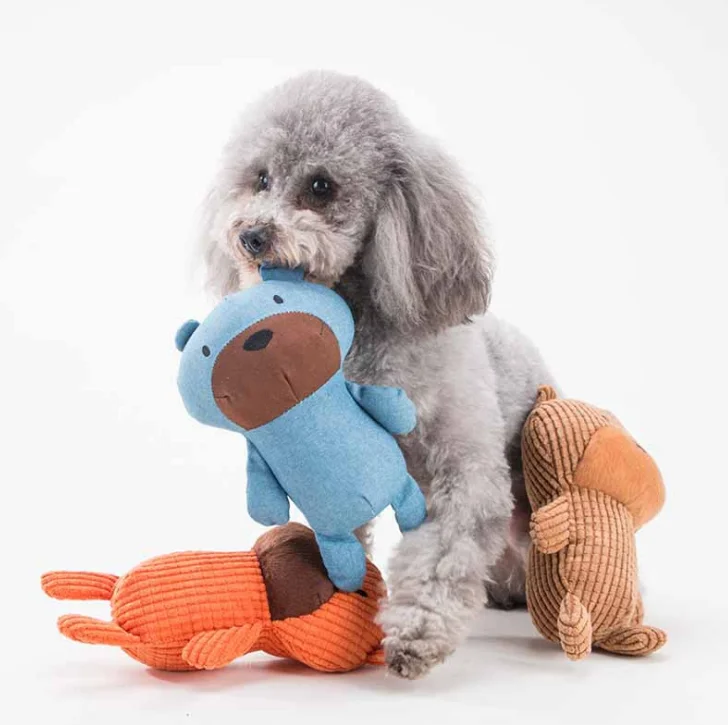 

three color bear shape pet plush dog squeaky toy pet products