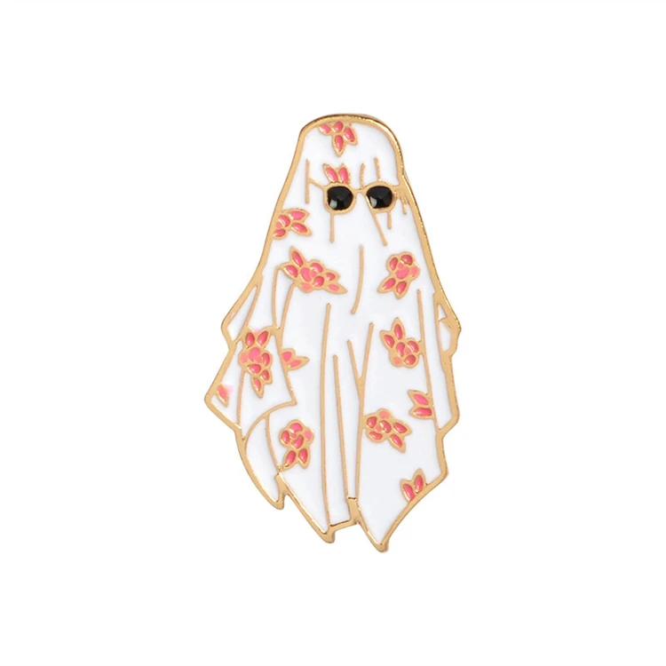 

Unique Mini Men Pins Halloween Arab White Robe Ghost Glasses Brooches For Women Gift, As picture