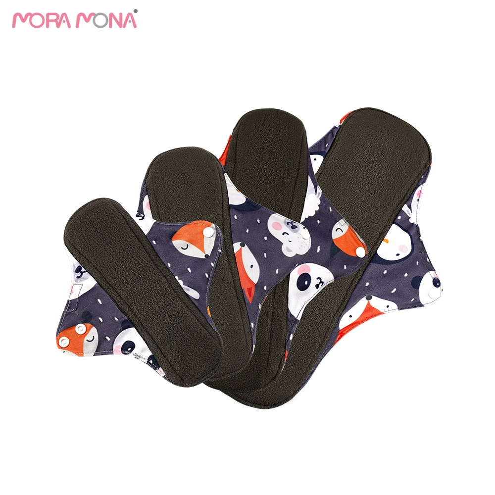 

Mora Mona 4PCS Women Sanitary Napkin Cloth Reusable Sanitary Pads Heavy Sanitary Washable Pads Bamboo Towel Menstrual Pads