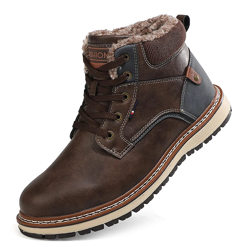 

Winter Men's Shoes High Top Men Tooling Boots Work Plush Warm Cotton Shoes Snow Boots