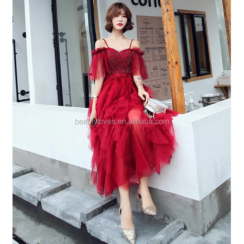Ruched Ruffles Burgundy Tulle Brazilian 