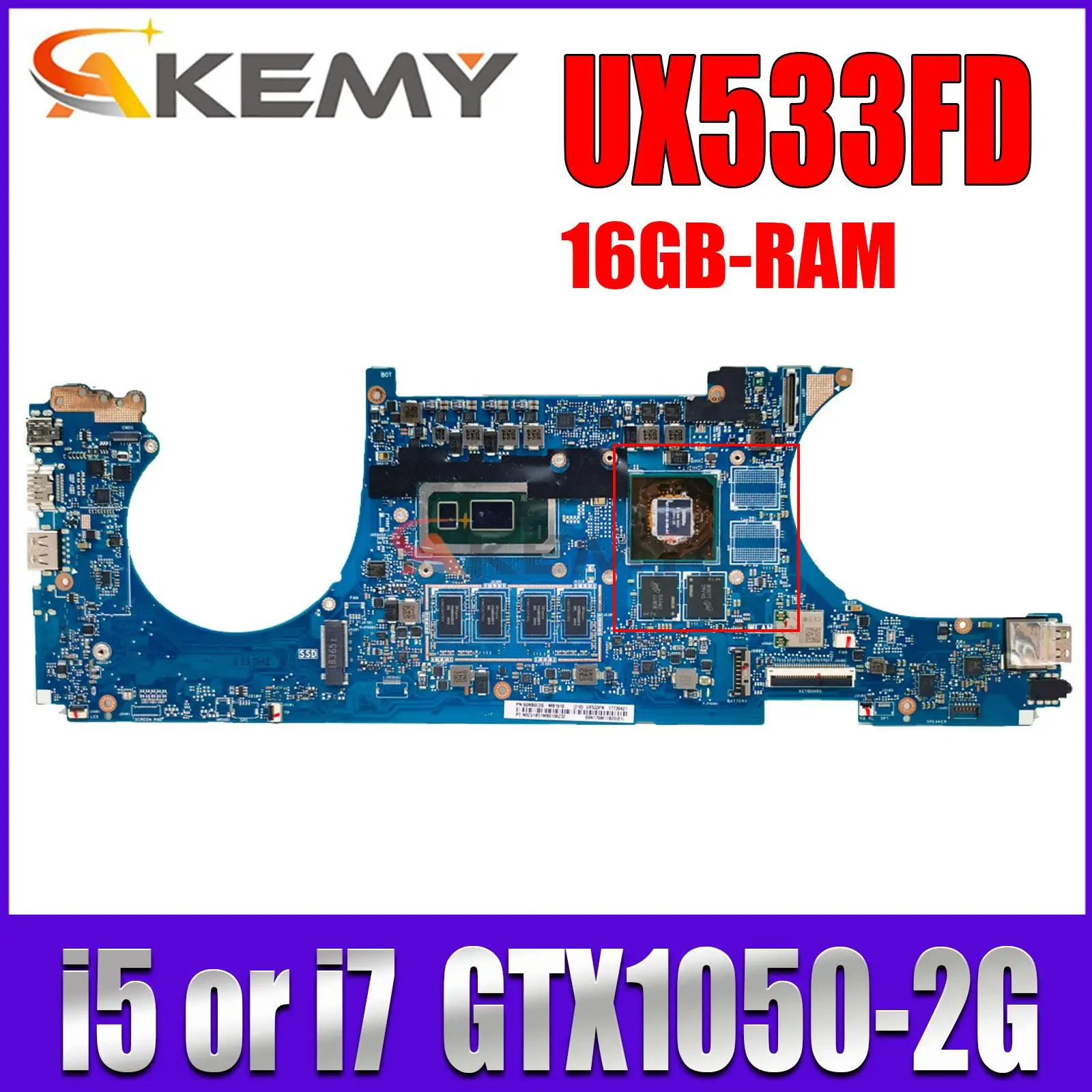 

Mainboard UX533FN UX533FD BX533F UX533F RX533F U5300F Laptop Motherboard i5-8265U i7-8565U MX150/GTX1050-2G 8G/16G-RAM