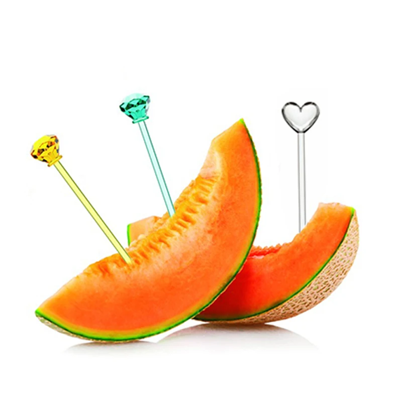 

Cute Heart Diamond Shape Tableware Bento Plastic Food Fruit Forks For Child