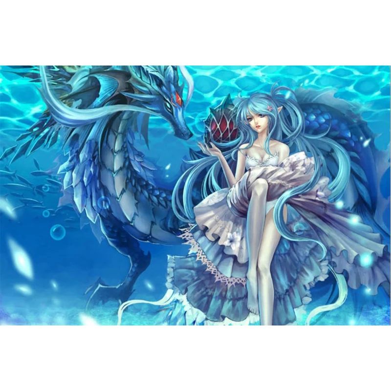 

5D Diy Diamond Painting Dragon Anime Girl Cross Stitch Handwork Embroidery Diamond Mosaic Canvas Paintings By Number Home Decor