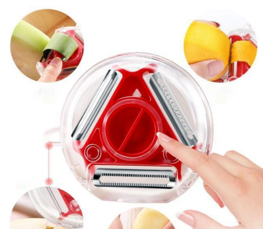 

TY Three-in-one peeler hot-selling kitchen supplies multi-function multi-color creative rotating stainless steel scraper, Many