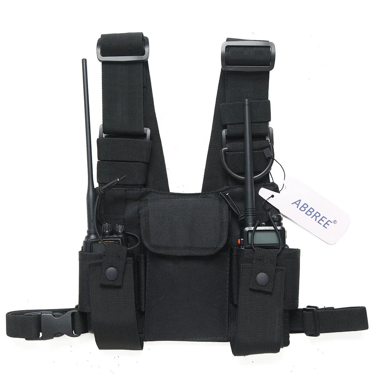 

Abbree Chest Harness Rig Bag Front Pack Pouch Holster Vest Rig Carry For Two Way Radio Baofeng TYT Wouxun Motorola Walkie Talkie