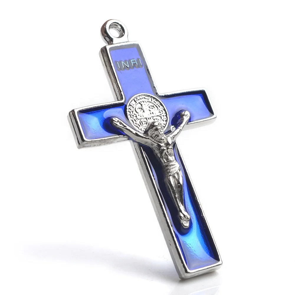 

St Benedict Cross Rosary Accessories Blue Red Black White  Church Crucifix Pendants