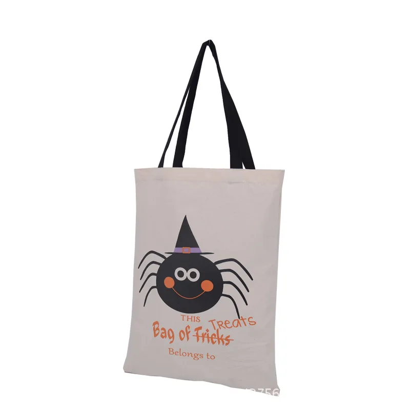 

Reusable Canvas Halloween Pumpkin Party Favors Trick Or Treat Tote Candy Bag