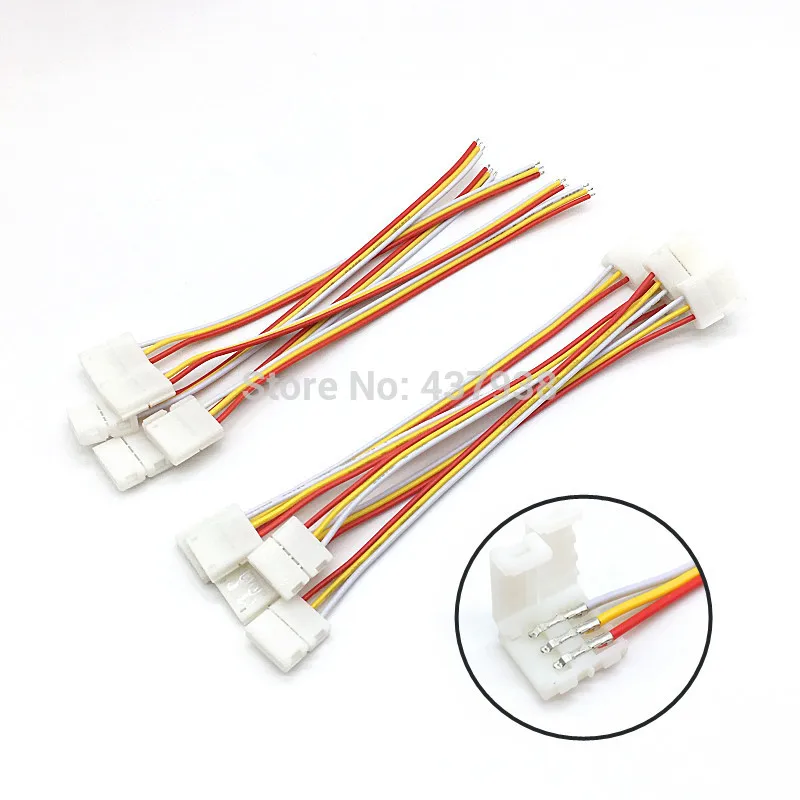 3pin 10mm Connector One Two End Wires Connect to WS2811 WS2812B 6812 1903ic LED Strips Easy Connect No Need Soldering