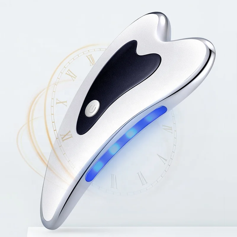 

Electric Heated LED Beauty Light Wrinkle Remover Face Neck Lifting Massager Gua Sha Massage for Face and Body, White