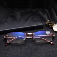 

Cheap light weight rimless glasses anti blue light frameless glasses reduce eyestrain and fatigue presbyopic glasses spectacle