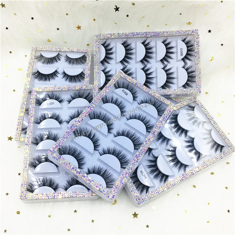 

Bling Diamond Lash book 3/ 5 /10 Pairs Glitter Lashbook Custom Fluffy False Eyelashes with Rhinestone Packaging Lashbox, Black color