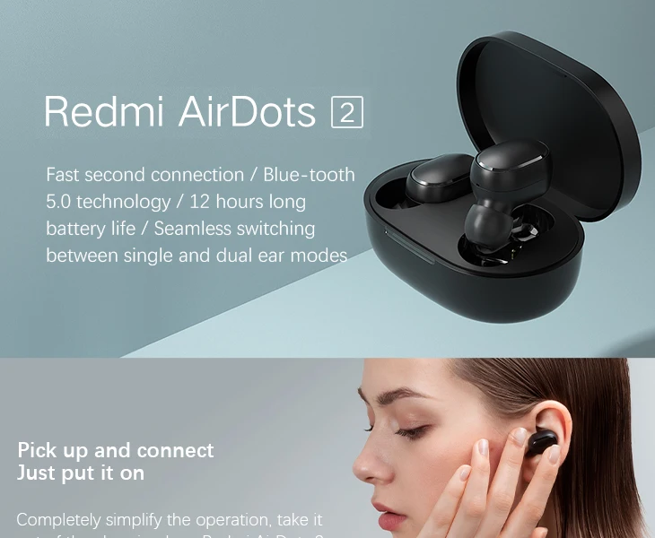 Global Version Xiaomi Mi True Wireless Earbuds Basic 2 Redmi AirDots 2 BT5.0 Headphones With Mic Handsfree Mi Earphone Earbuds - ANKUX.COM