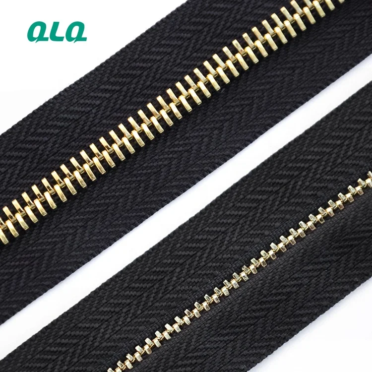 

5# Wholesale Luxury Handbag and Leather Garment Zipper Invisible Metal long chain zipper with Y teeth brass material