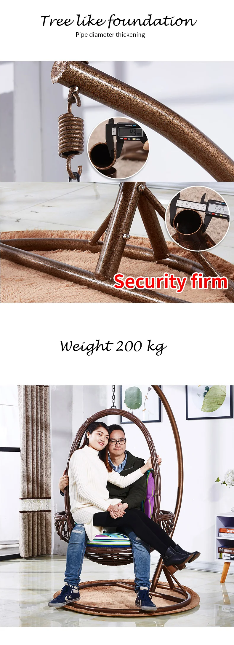 Sing Seat Swing Basket Shape Indoor Hanging Swing Chair Rattan Swing