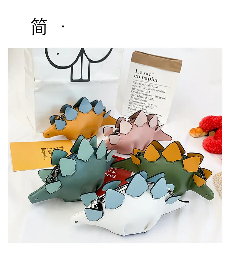 

2021 Fashion cartoon creative dinosaur animal messenger bag fashion color contrast cute girl shoulder bag cute animal bag