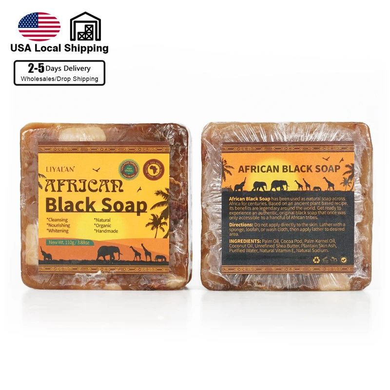 

Private Label Body Face Cleansing Exfoliating Natural Organic Skin Care Handmade African Black Soap, Black/customized