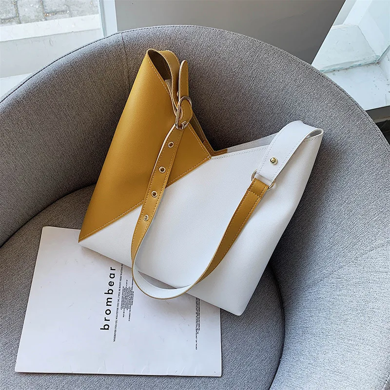 

stitching high capacity fashion ladies shoulder bag large women shoulder bags leather crossbody bag women, Accept customized color