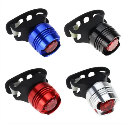 

MTB Bike Aluminum Alloy Waterproof Safety Night Light LED With Battery Ruby Warning Taillights Bicycle Rear Light, Red/sliver/blue/black