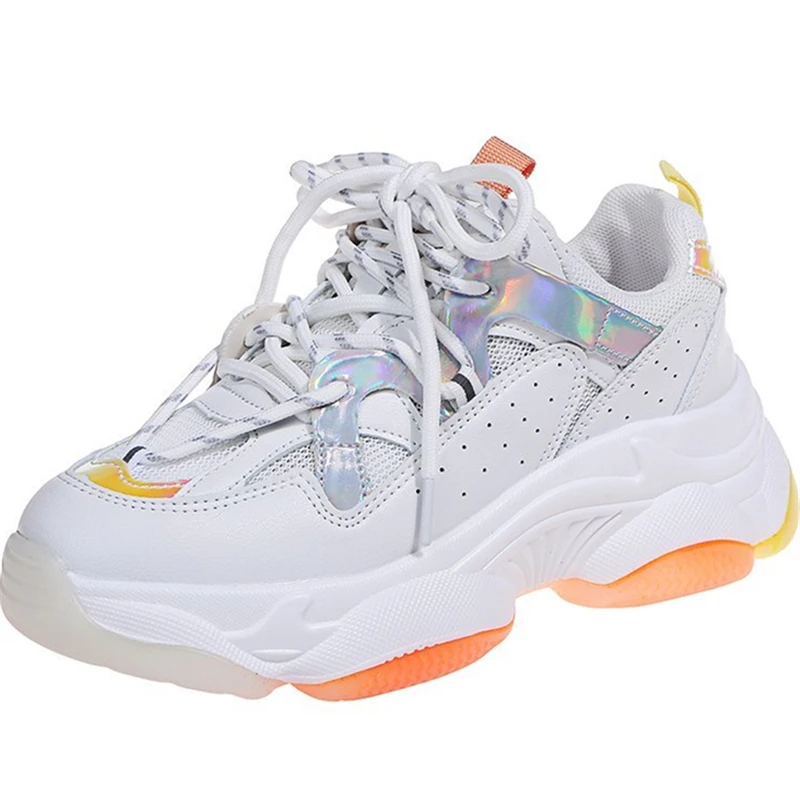 

Dropshipping Custom Logo Lightweight Sneakers Shoes Outdoor Comfort Breathable Lace Up Ladies Platform Trainers