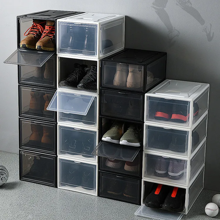 

Durable pp material clear space-saving shoe storage box shoe organizer with lid for living room bedroom organizer