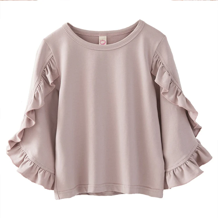 

Spring Fashion New Baby Girl Clothes Cute Long Ruffles Trumpet Sleeve Blouse Pink Shirts For Girls Child Shirt children clothing, 450834911