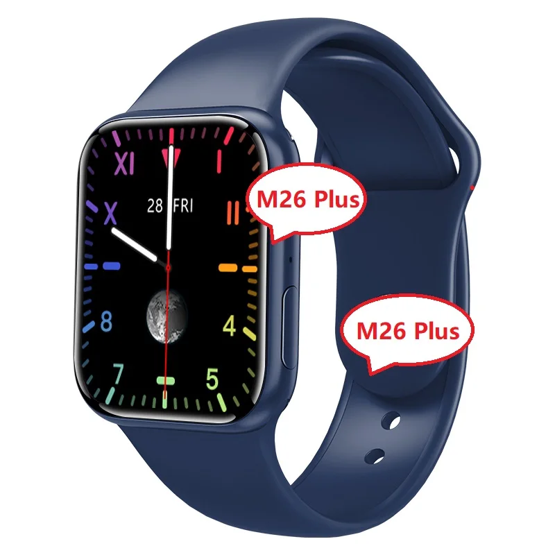 

Newest M26Plus Smart Watch 2021 Wireless Charging 1.77 Inch Full Screen reloj intelligent Series 6 SmartWatch M26 Plus Watches, Black, pink,red,blue,white,purple