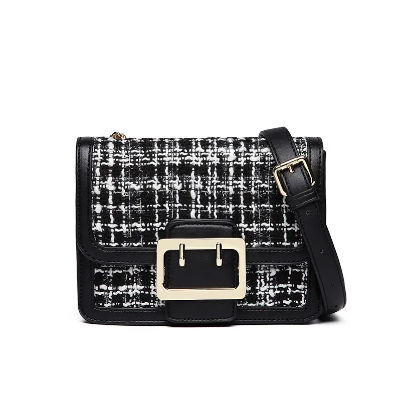 

Wholesale trend tweed sling bag shoulder hand bag for girls, Black