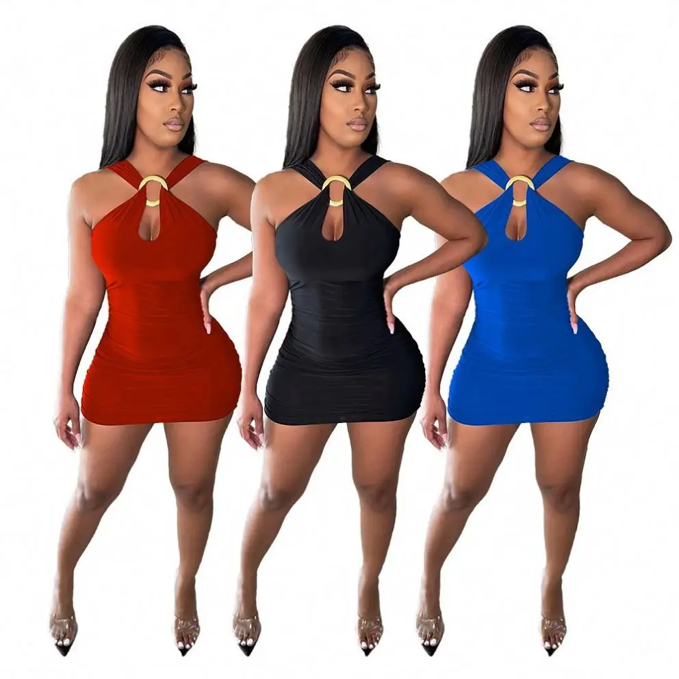 

OSINA New Arrival 2021 Women Clothes Sleeveless Hollow Out Ladies Sexy Dress Women Casual Dresses