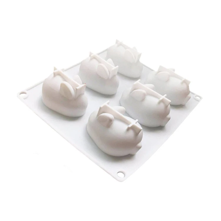 

ES219 Silicone 3D Bunny Rabbit Cake Molds for Baking Dessert Mousse 6 Cavity Cake Decorating Moulds, Random color