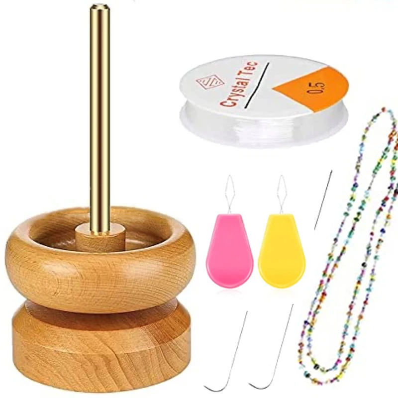 

DIY Jewelry Making Tools Wooden Small Bead Spinner Holder, As show