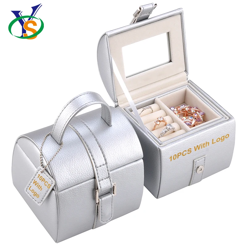 

Custom small gift storage girls jewellery box suede leather organizer kids portable jewelry case, Silver