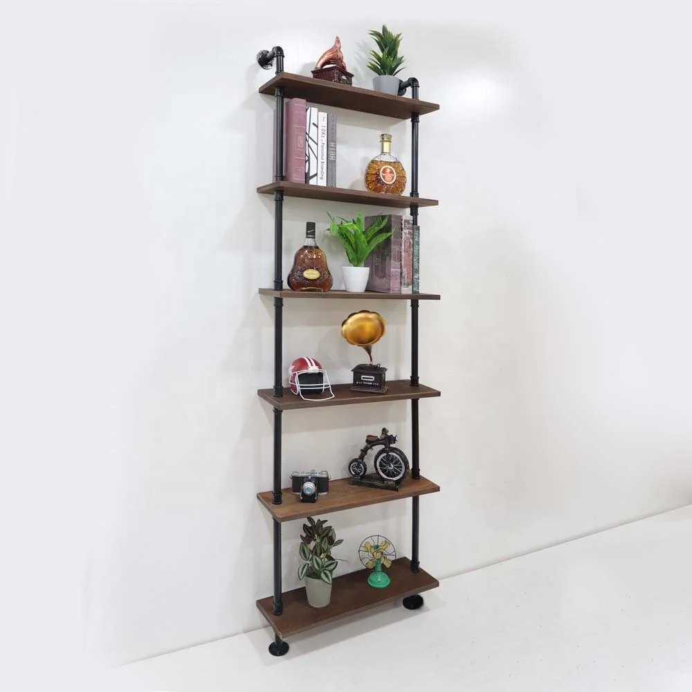 

6 Tier Industrial Pipe Wall Mount Bedroom Floating Pipe Shelf Bathroom Towel Rack Clothes Rack