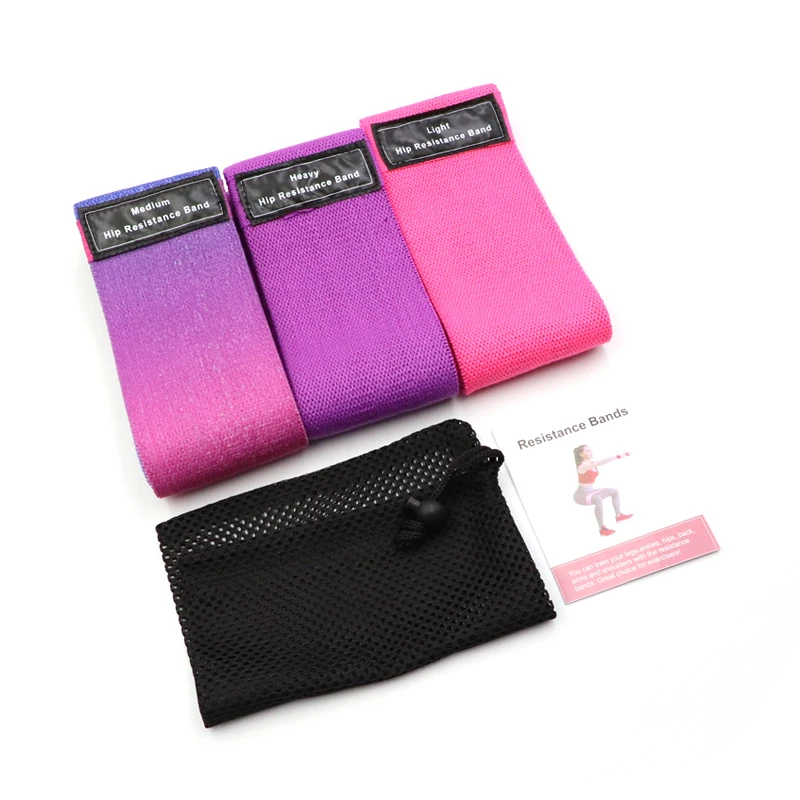 

Custom Logo Set of 3 Exercise Fitness Hip Loop bands Fabric Booty Resistance Bands