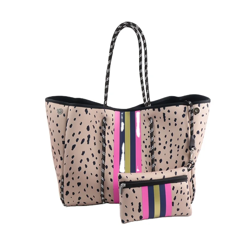 

Best Selling Beach Bag 2021 Wholesale Leopard Printing Neoprene Bag Tote Handbags For Women Large Women Hand Bags