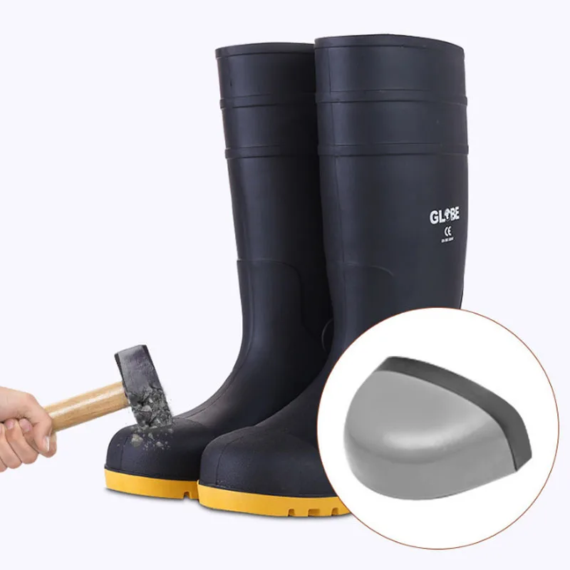 

Wholesale Cheap Long Waterproof Fishing Men Pvc Rubber Wellies Safety Rain Boots For Men Safety, Black