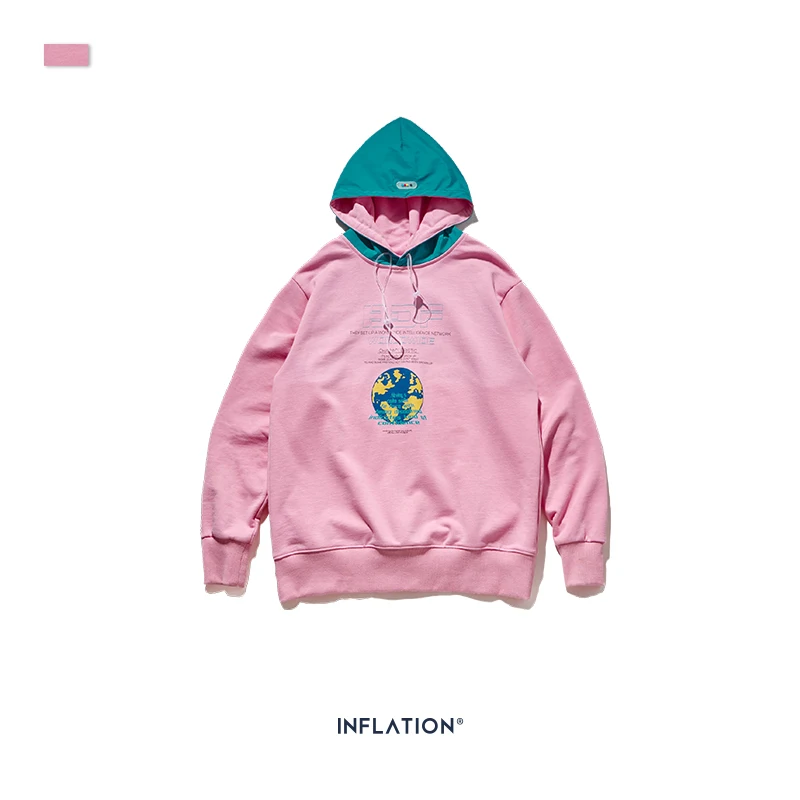 

Women Hoodies Funny Printed Cotton Cartoon Long Sleeve Sweatshirt Loose Casual Hoody Streetwear Female Spliced, Pink