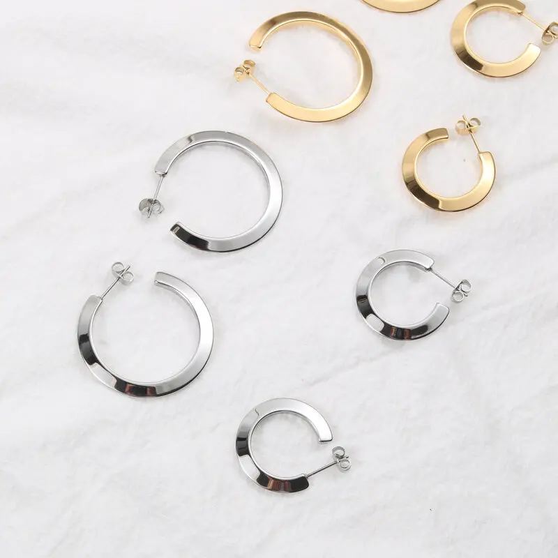 Joolim PVD Plated Stainless Steel Slope Hoop Earrings for Women High End Stainless Steel  Costume Jewelry