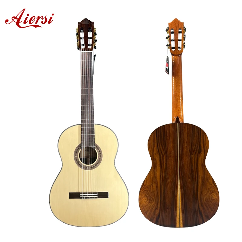 Handmade Classical Guitar Santos Back India Rwith Solid  Swiss Spruce Top Laminated osewood Fingerboard and Bridge