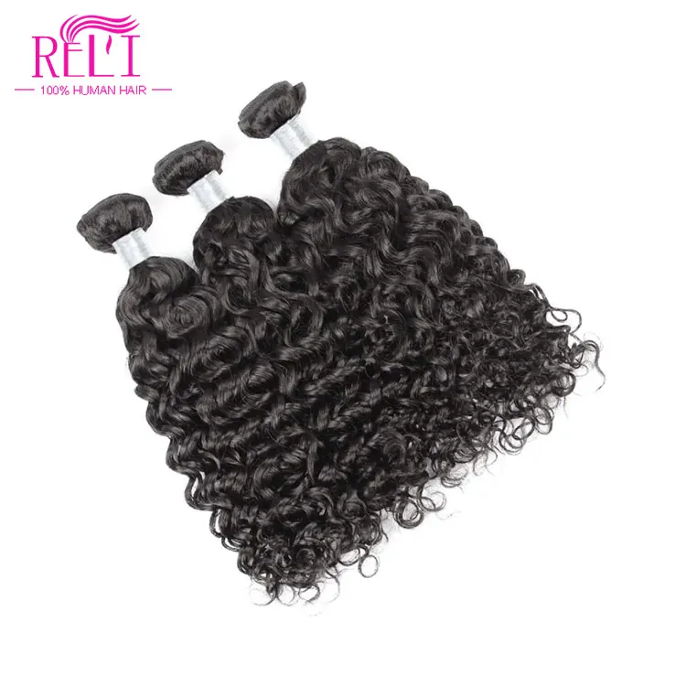 

Remy Water Wave Human Hair Bundles Raw Hair Unprocessed Wavy Hair Weave, Natural black color 1b#