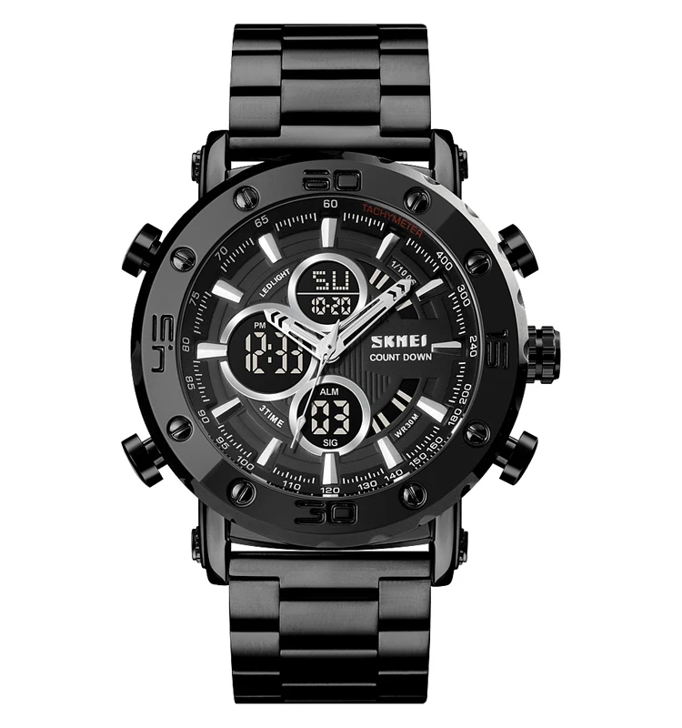 

SKMEI 1636 Hot Sale Fashion Men Luxury Stainless Steel Quartz Digital Watches Reloj