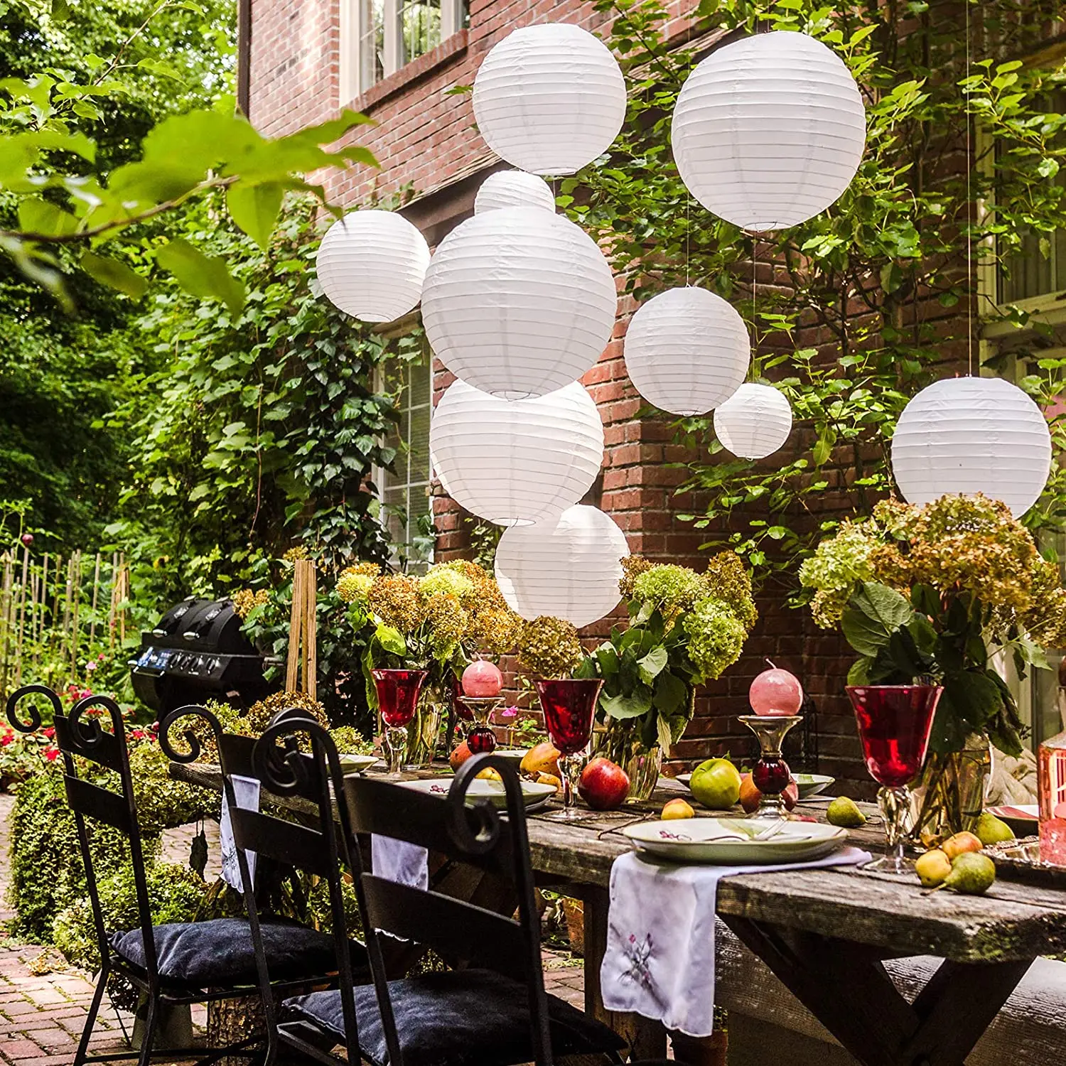 LUCKY Factory wholesale white paper lanterns for wedding party hanging decoration children party diy painting white lanterns
