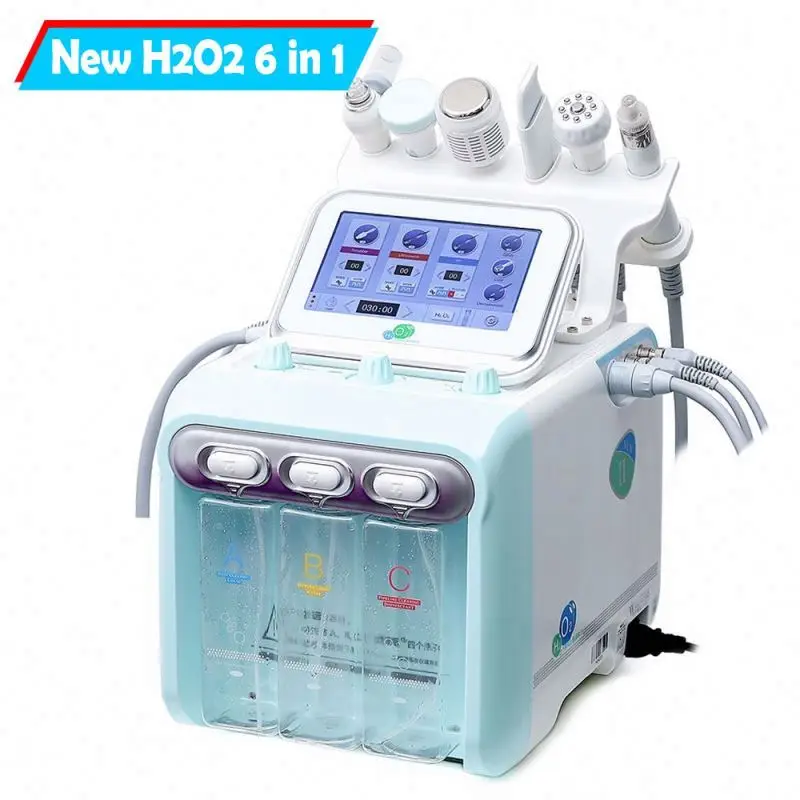 

Newest Hydra H202 2020 Dermabrasion Rf Aqua Skin Best Oxygen H2O2 Facial Machine Microdermabrasion Bubble Machines, Green and white