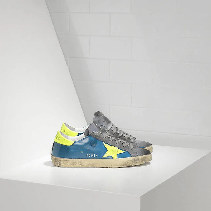 

Goldens Sneakers SUPER STAR in Pelle e Stella in Pelle Fluo SKY YELLOW FLUO STAR gooses Shoes, 20colors