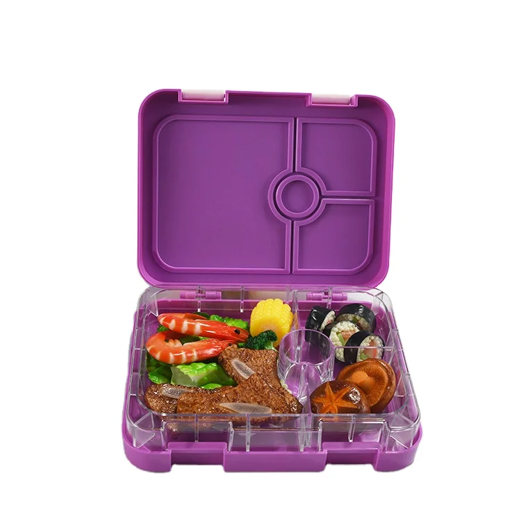 

Biodegradable Kids Lunch Bento Box 4 Compartments Children Plastic Microwave Safe Lunch Box, Blue/green/pink/purple